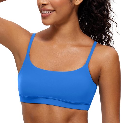 CRZ YOGA Sports Bra - Butterluxe Adjustable Spaghetti Strap Wireless Padded Crop Top for Women