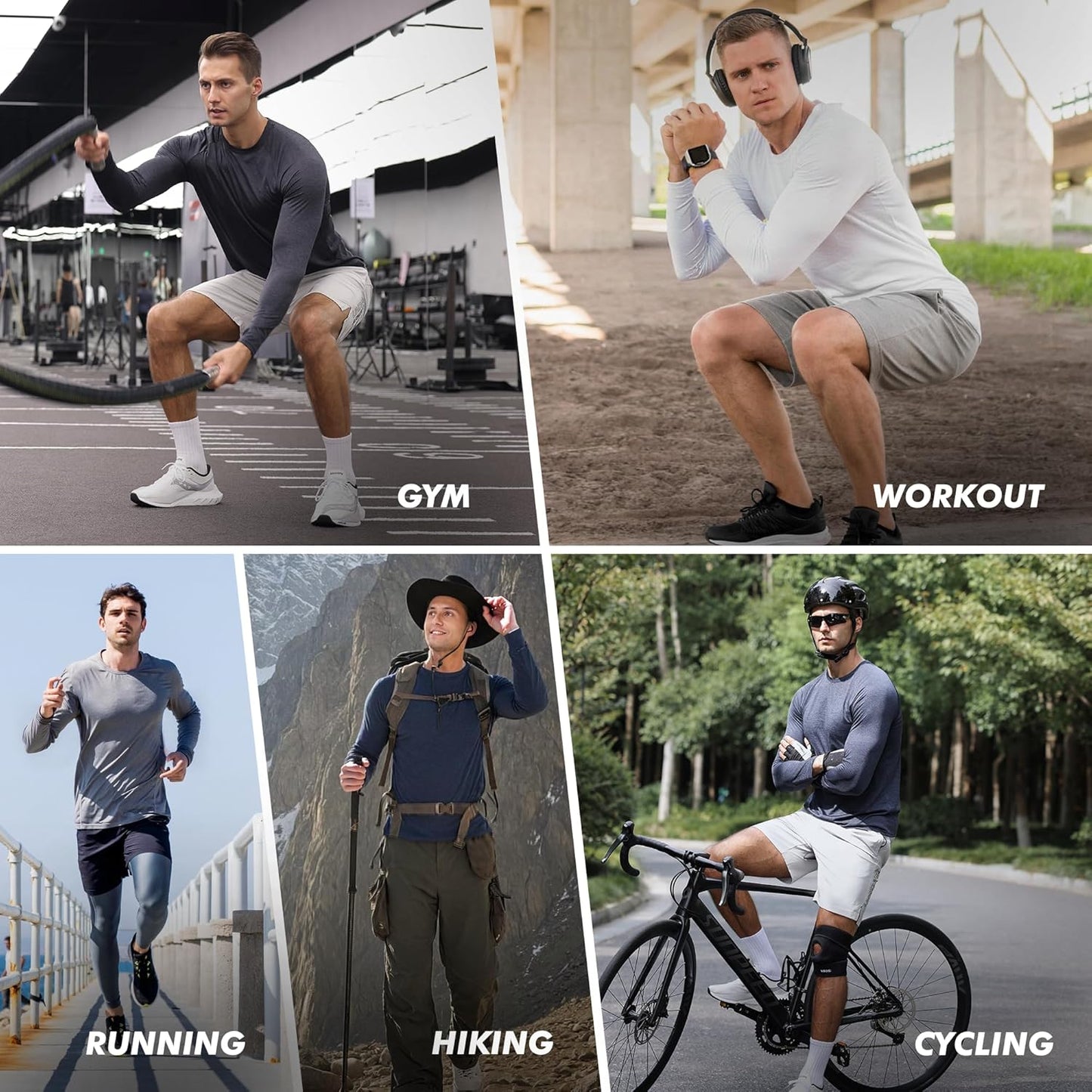 Skiennix Long Sleeve Shirts for Men - Quick Dry Moisture-Wicking Sun Protection | 4 Pack Athletic T-Shirts