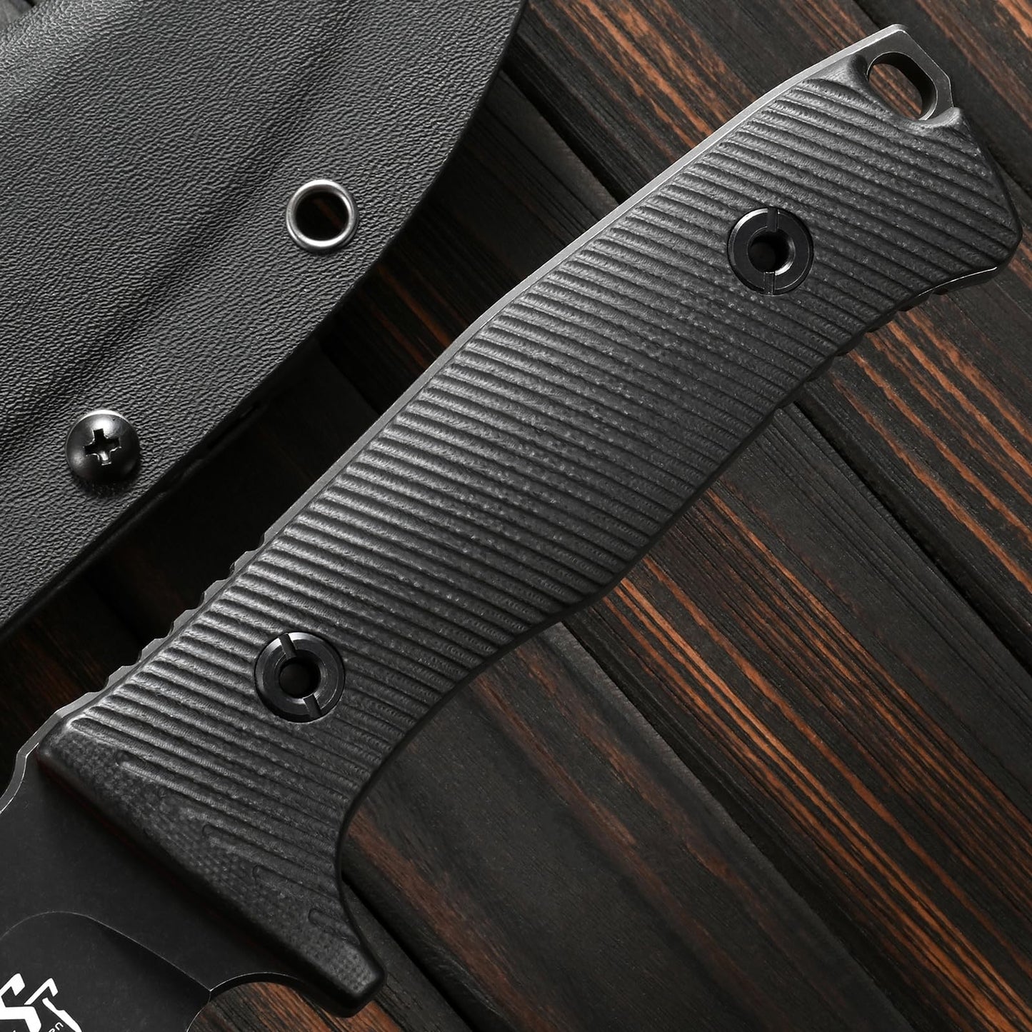 Sitivien ST37 Fixed Blade Knife Black Stonewashed DC53 Steel Blade Two Tone G10 Handle Full Tang Knife with Sheath for Outdoor Camping Hiking Working Survival (Black)