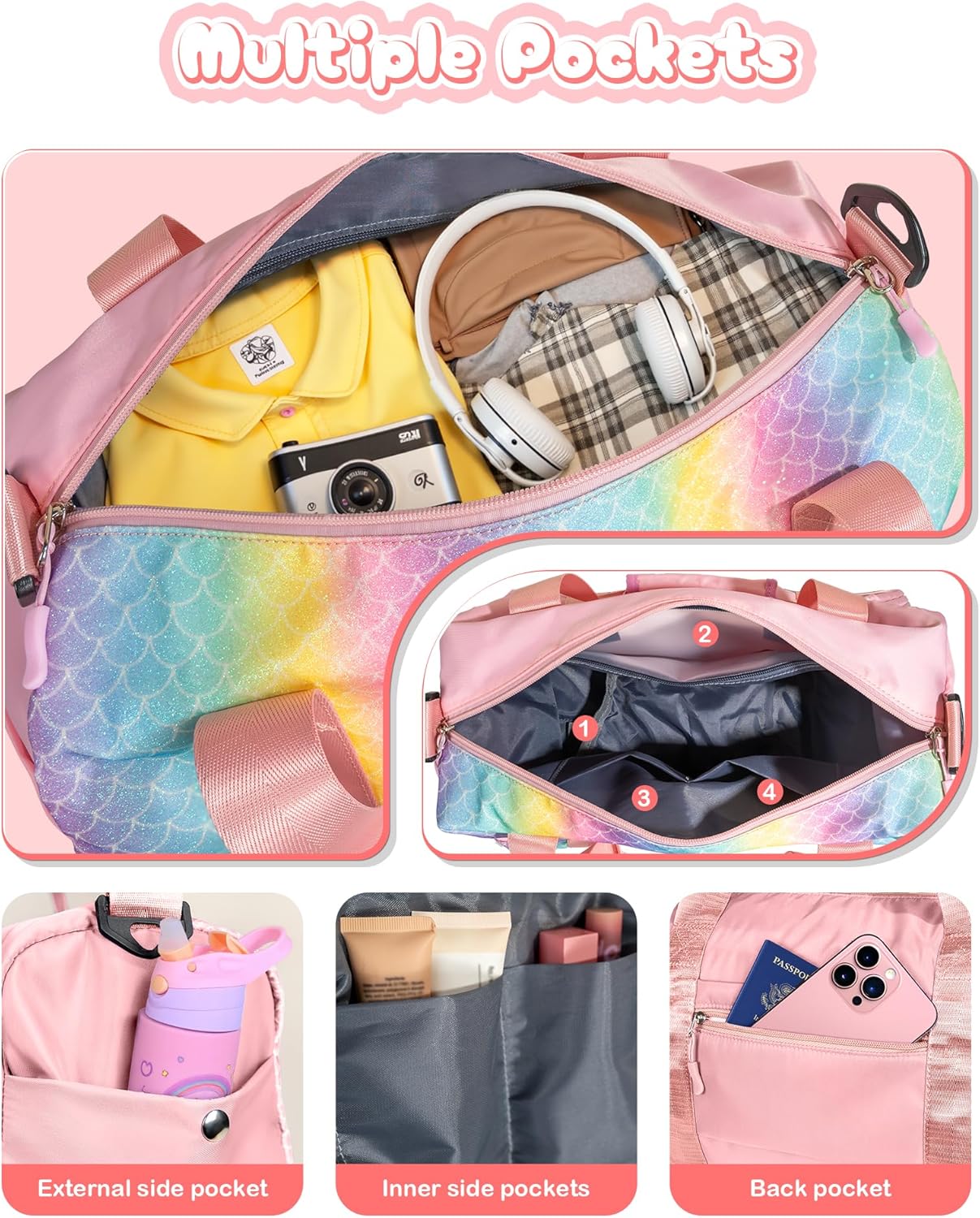 Skiennix Girl Gym Bag - Personalized Weekender Tote with Shoe Compartment & Makeup Pouch | Ideal Birthday & Graduation Gift (Letter Y)