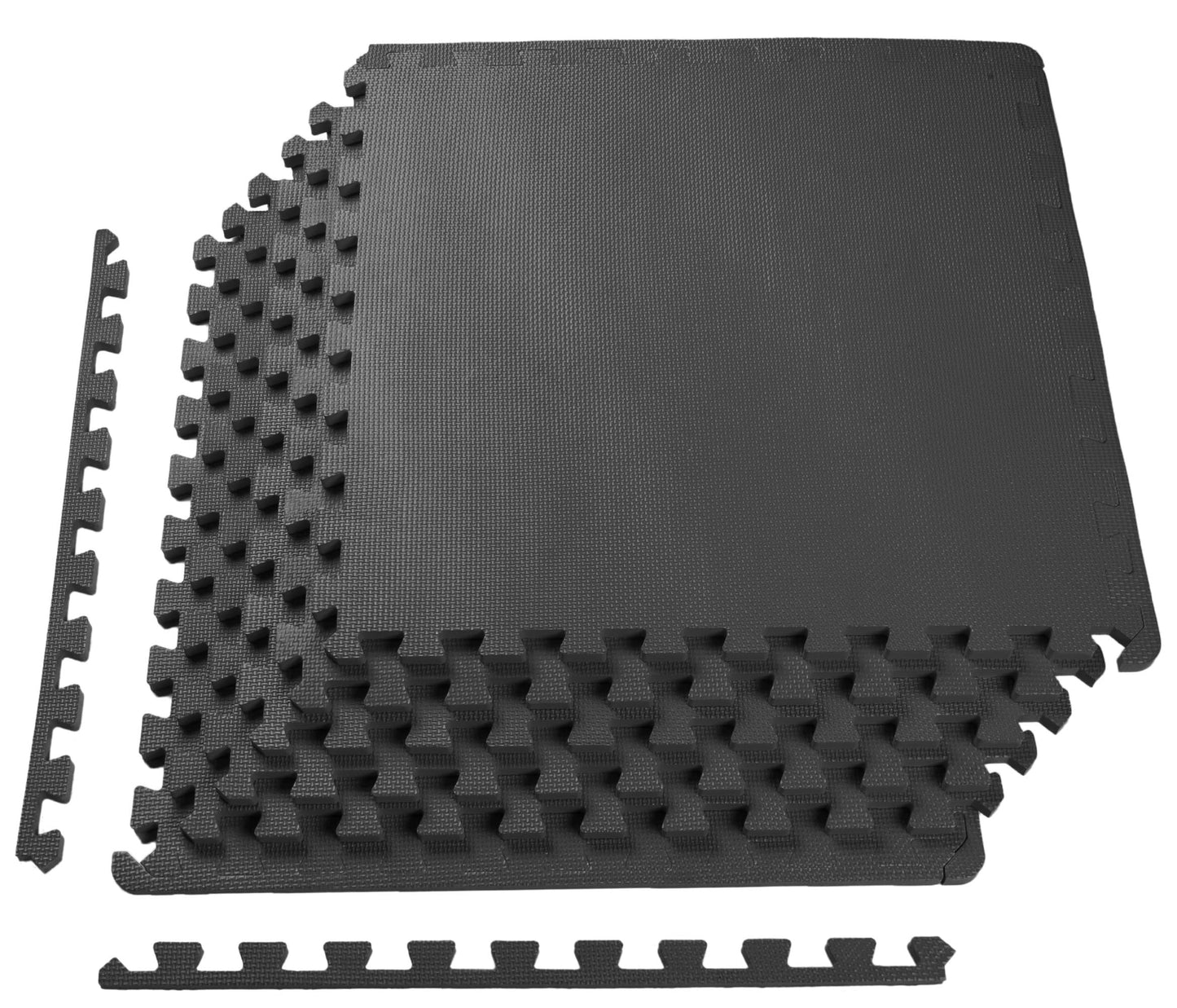 BalanceFrom Puzzle Exercise Mat 1/2" Thick, EVA Interlocking Foam Floor Tiles for Home Gym, Mat for Home Workout Equipment, Floor Padding for Kids, Black, 24 in x 24 in x 1/2 in, 24 Sq Ft - 6 Tiles