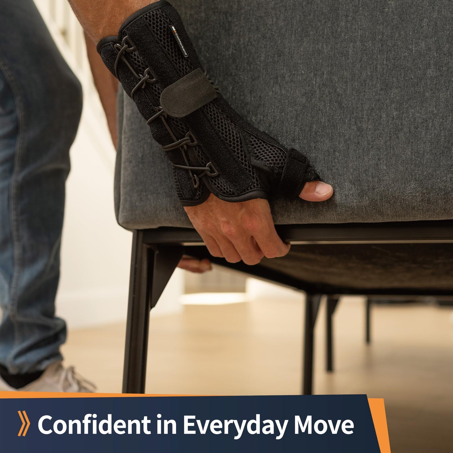 Comforband Quick-Strap Wrist & Thumb Spica Splint – Adjustable Support Brace for De Quervain's Tenosynovitis, Tendonitis, Arthritis, Sprains, and Fractures (Right Hand, L/XL)