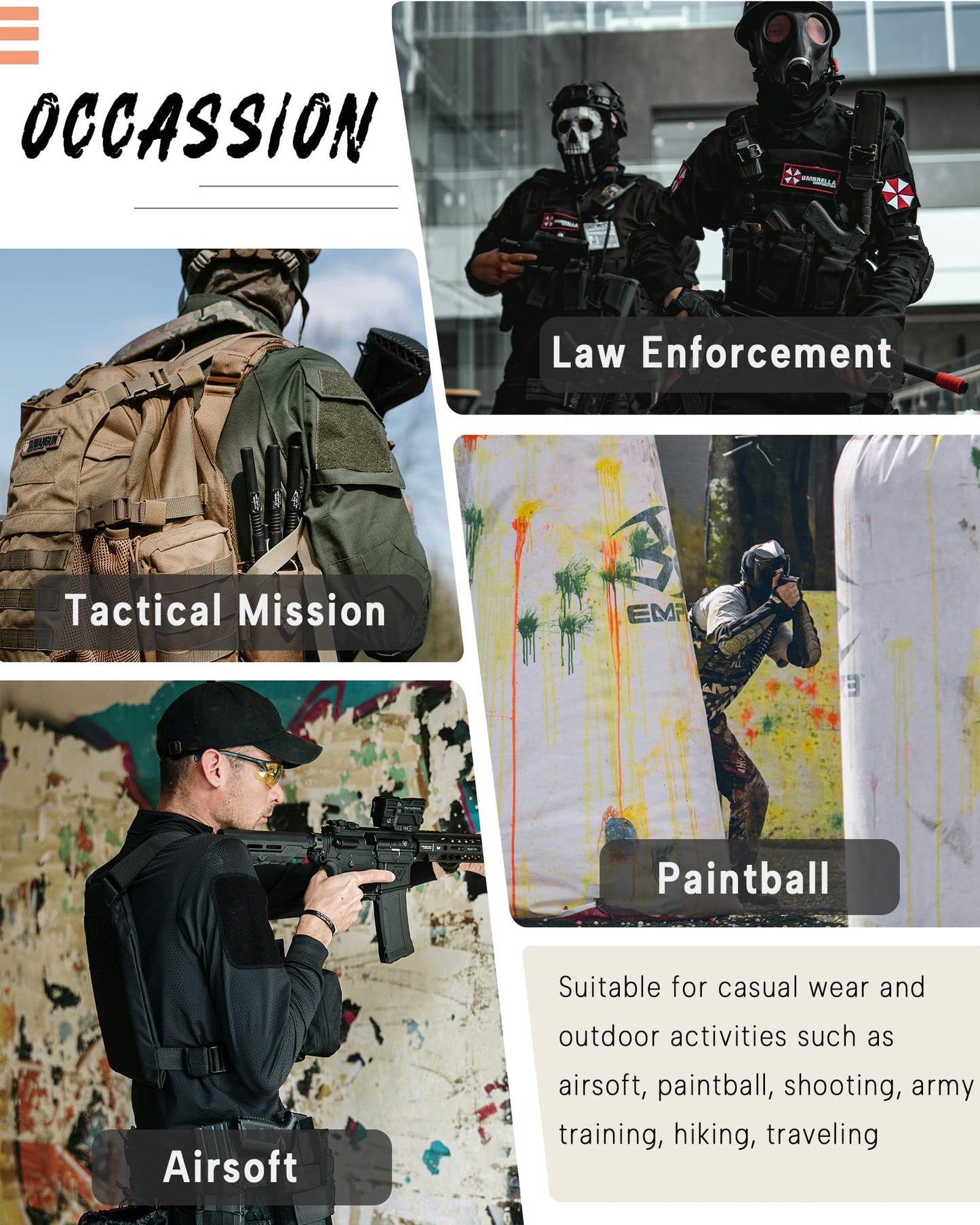 YKS JOOB Mens Tactical Uniform Suit Military Combat Shirt and Pants Set Durable Airsoft Gear for Paintball Hunting Black S
