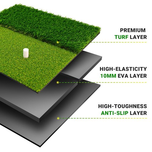 Foldable Golf Hitting Mat Dual-Turf Golf Practice Mat Portable Design Fairway and Rough Grass Surfaces Ideal for Backyard Office and Travel Swing & Chipping Practice