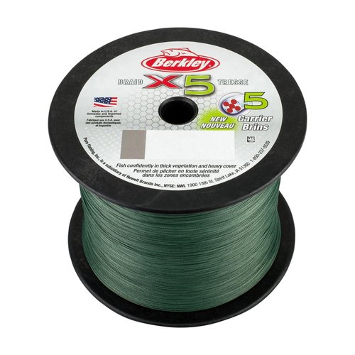 Berkley x5 Braid Superline, Low-Vis Green, 8-Pound Break Strength, 328yd Fishing Line, Suitable for Freshwater and Saltwater Environments