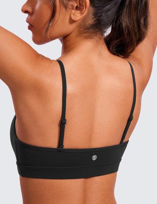 CRZ YOGA Butterluxe V-Neck Sports Bra for Women - Adjustable Straps & Padded Comfort | Basic Wireless Top
