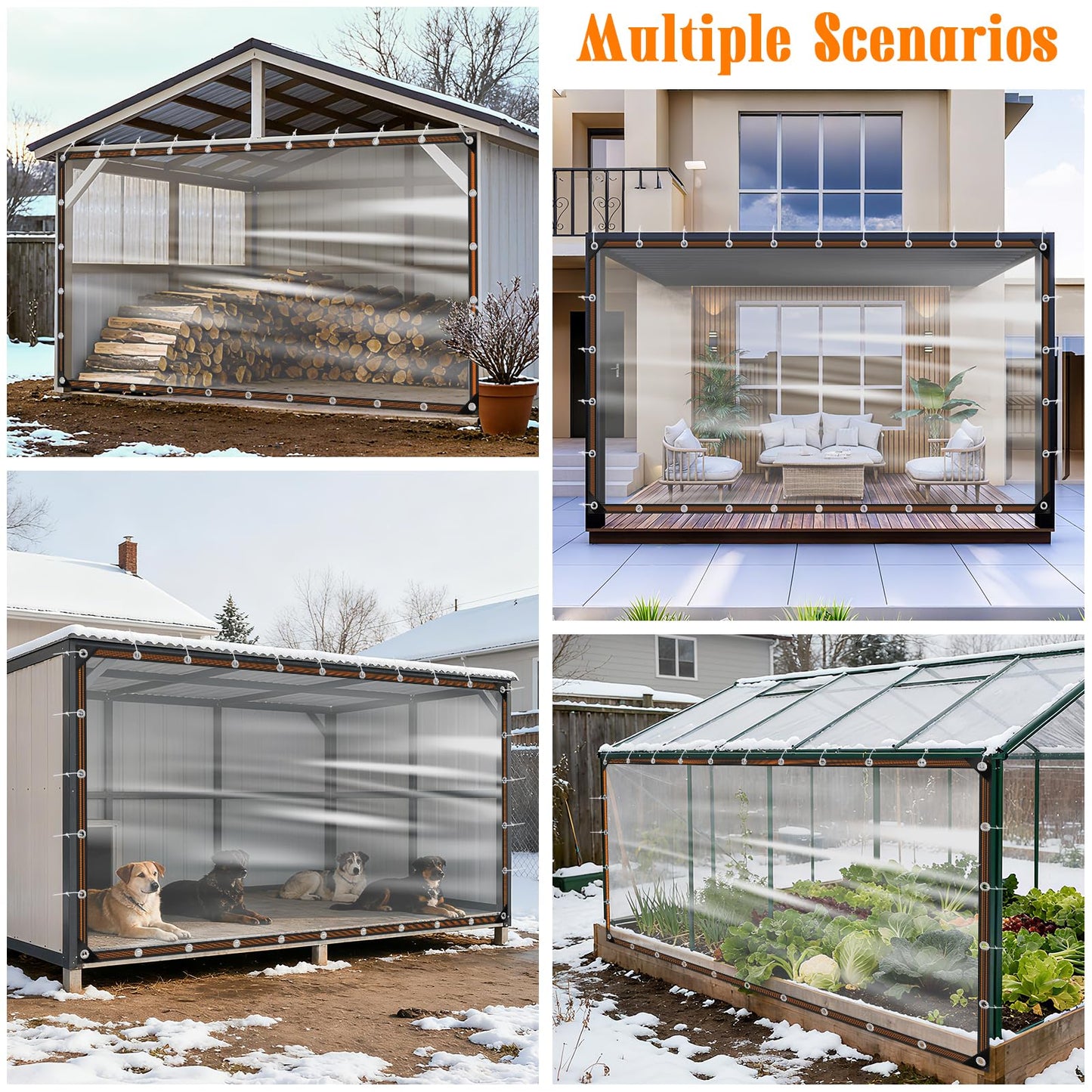 4x6ft Clear Waterproof Tarps Heavy Duty Transparent Tarpaulins Clear Vinyl Tarps with Grommet, Outdoor Transparent Cover for Greenhouse, Patio, Porches, Tent, Chicken Coop