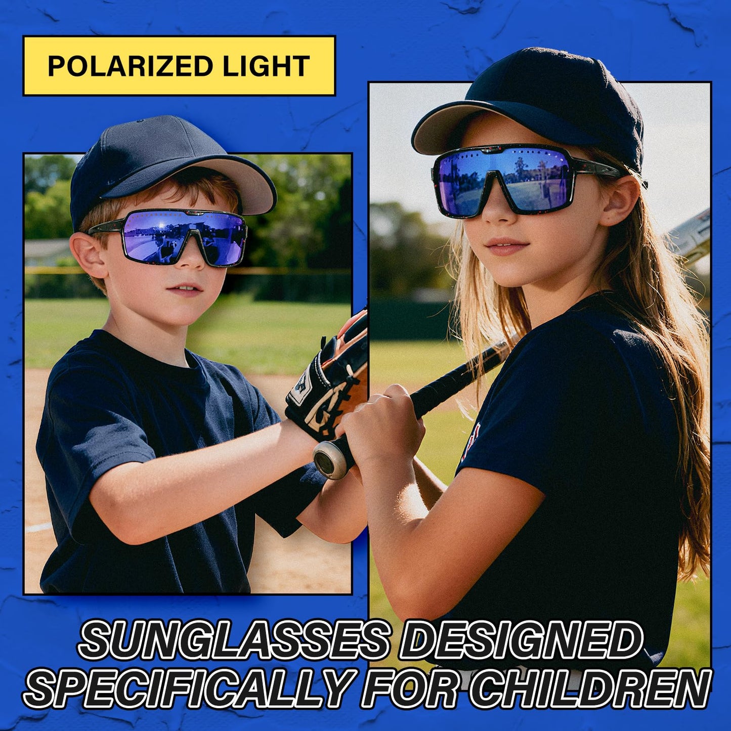 FURISHQI Polarized Kids Sunglasses Youth Baseball Sun Glasses for Softball Running Cycling Children's Eye Glasses