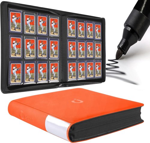 D DACCKIT Top Loader Binder - 12 Pocket Design for 480 Cards | Bright Orange Compatible with 3" X 4" Holders