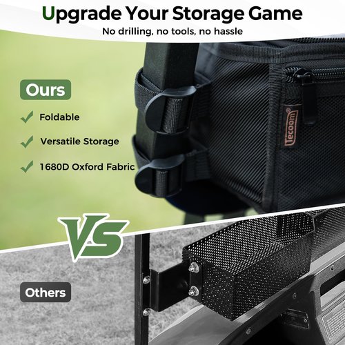 Tecoom No Drilling Golf Cart Front Storage Basket, Foldable Inner Organizer with 1680D Oxford, Upgraded Design Removable Insulated Compartment, Universal Fit for EZGO Drive Club Car Yamaha Golf Carts