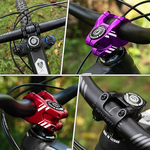 FIFTY-FIFTY Mountain Bike Stem, Aluminum Alloy Short MTB Stem, Suitable for 1-1/8 Steer Tube 31.8mm Bicycle Handlebar, Fits for All Mountain, Endure, Downhill, Freeride (35mm, Black)