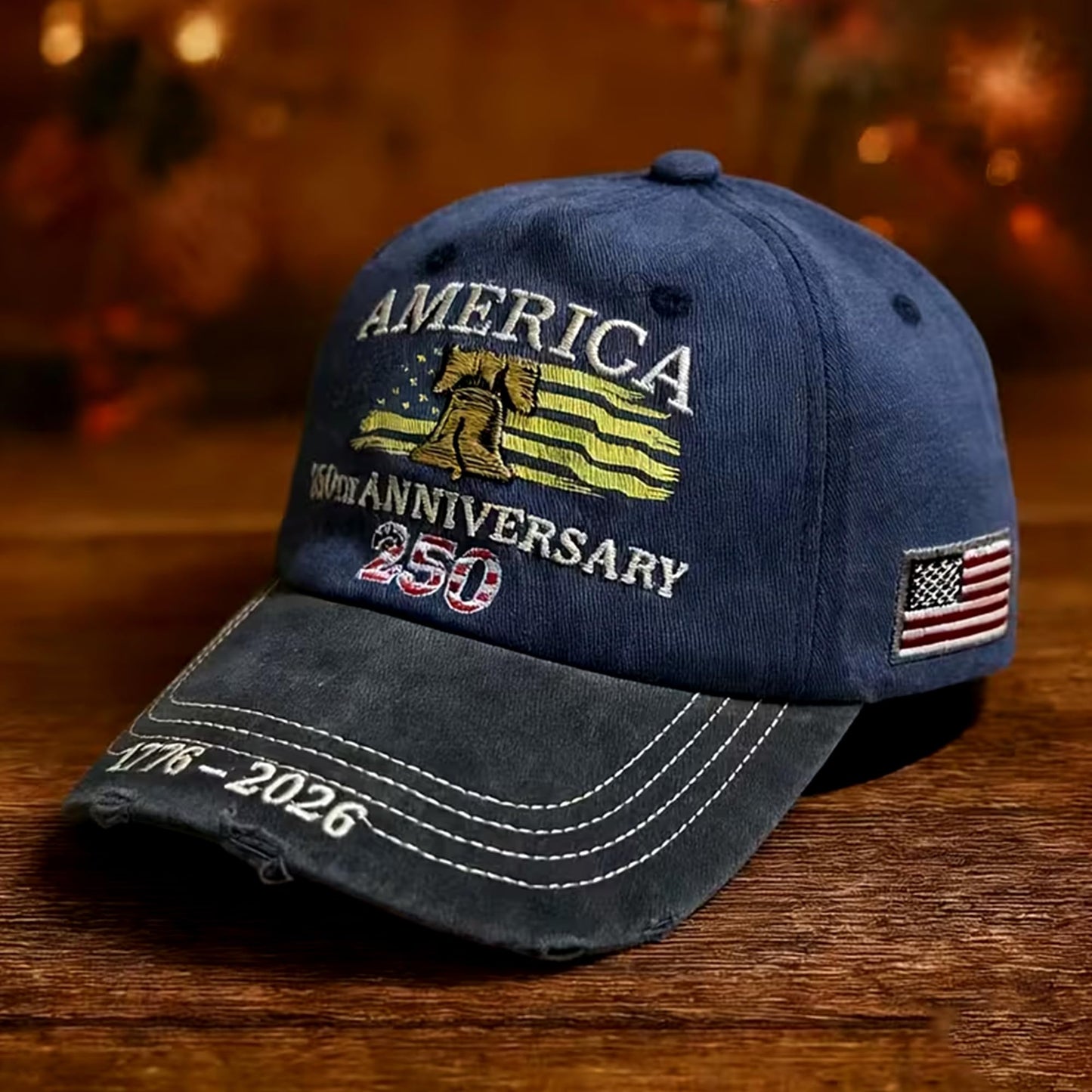 permabloom 250th US 1776-2026 Anniversary Cap, Embroidered Adjustable Patriotic Baseball Hat for 4th of July Independence Day (Navy Blue)