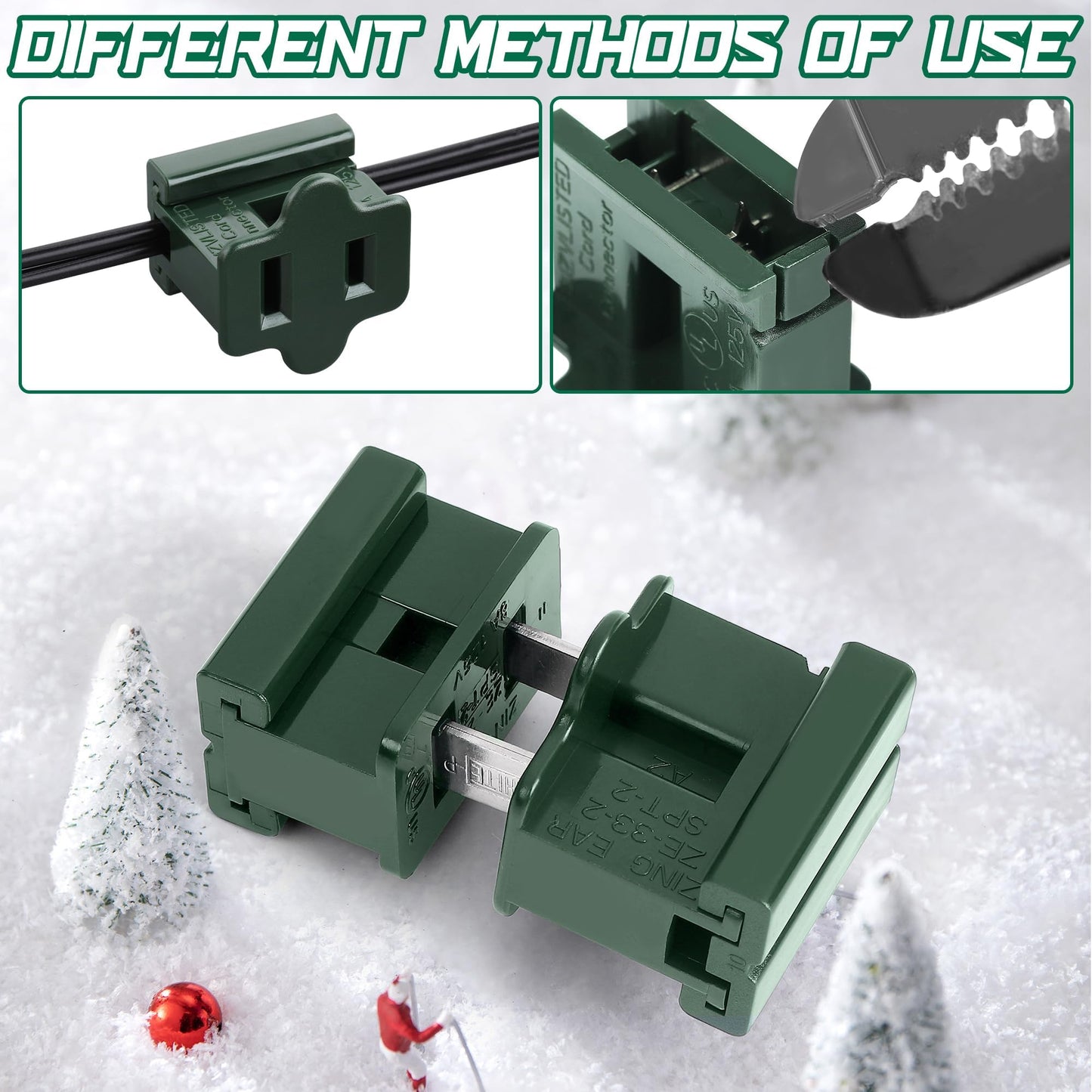 Fovths 12 Pieces Christmas Male and Female SPT-2 Vampire Plugs Light Slip Zip Plug Green Gilbert Plugs Electrical Light End Plug for Xmas Holiday Outdoor Indoor Lighting, 6 Female+6 Male