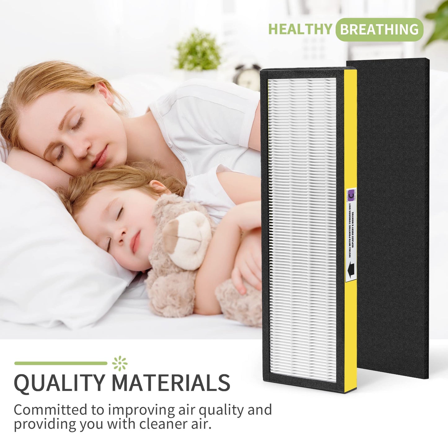 Nisreen 6 Set FLT5000 Pure HEPA Air Purifier Filter Replacement Filter Size C Compatible with Germ-Guardian True HEPA Filter C AC5000E AC5250PT AC5300B AC5350W AC5350B AC5350BCA CDAP5500