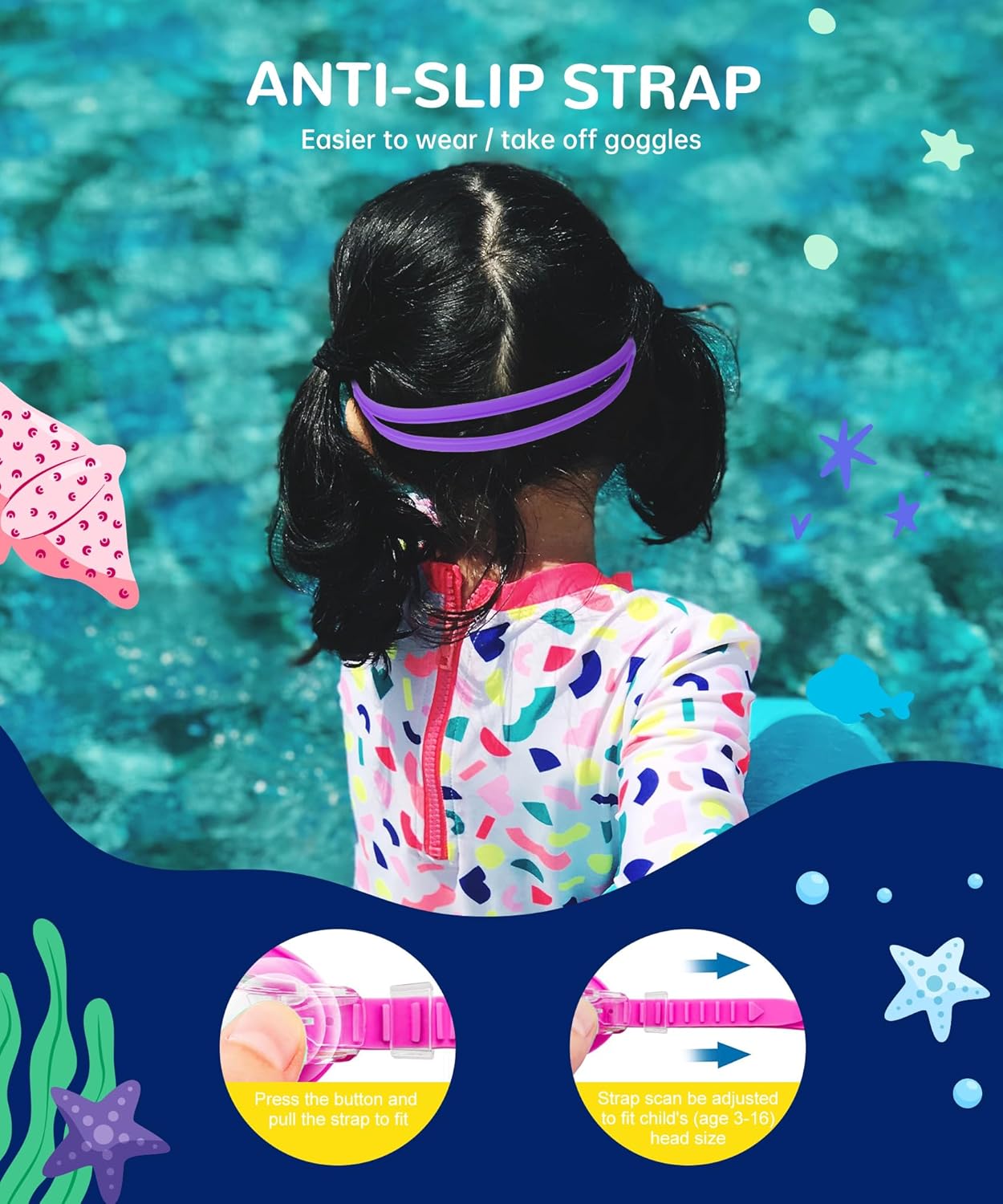 NSSIW Kids Swim Goggles - Anti-Fog, No Leak Design | 2 Pack for Ages 3-16