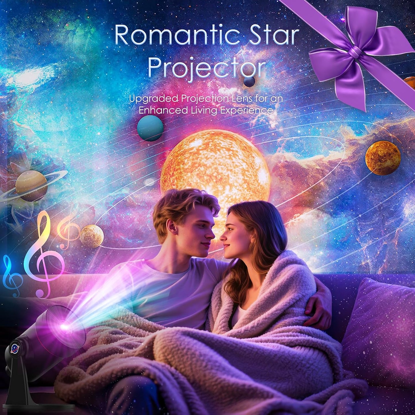Galaxy Projector with White Noise - 28 Soothing Sounds & Starry Night Light for Kids & Adults
