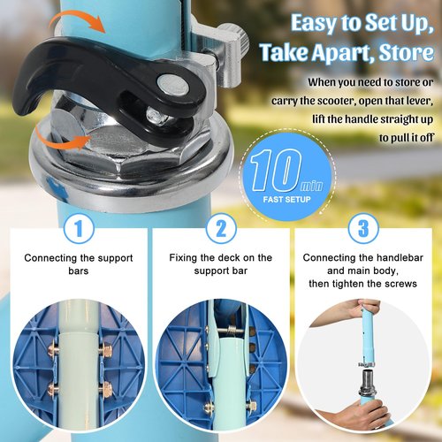 Kick Scooter for Kids 4-6 6-8, 2 Light Up Wheels, Heavy Duty Scooter with 3 Height Adjustable Handlebars, Rear Break, Widen Anti-Slip Deck, Max Load 110 Lbs for Boys Girls Age 4-8, 4.7Lbs Lightweight