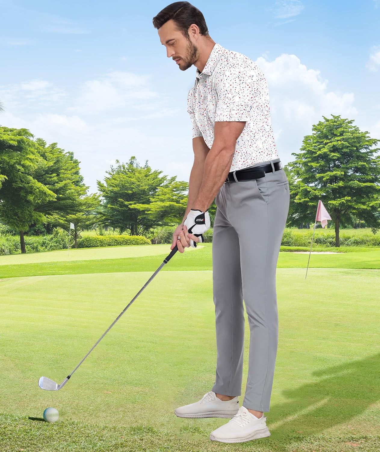 ZITY Men's Golf Shirt - Short Sleeve Moisture-Wicking Polo with Stylish Print Patterns | Casual Comfort