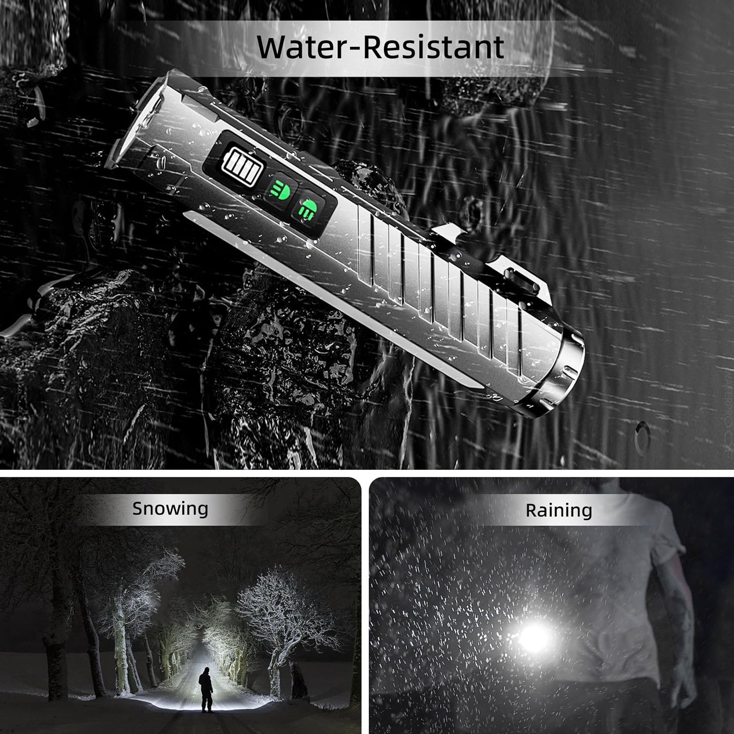 RYCELYSIAN EDC Flashlight Rechargeable with 1600 Lumens 7 LED Modes Magnetic Base and Bottle Opener Waterproof Small Flashlight with Red Beam for Home Outdoor Camping and Emergency（Black