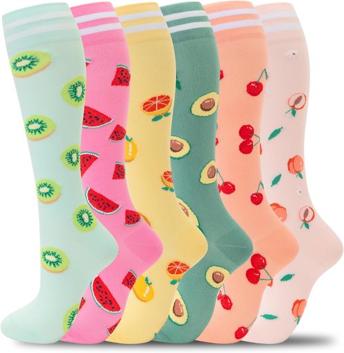 Fenglaoda Compression Socks - Support Circulation for Men & Women | 6 Pairs for Nurses & Travel