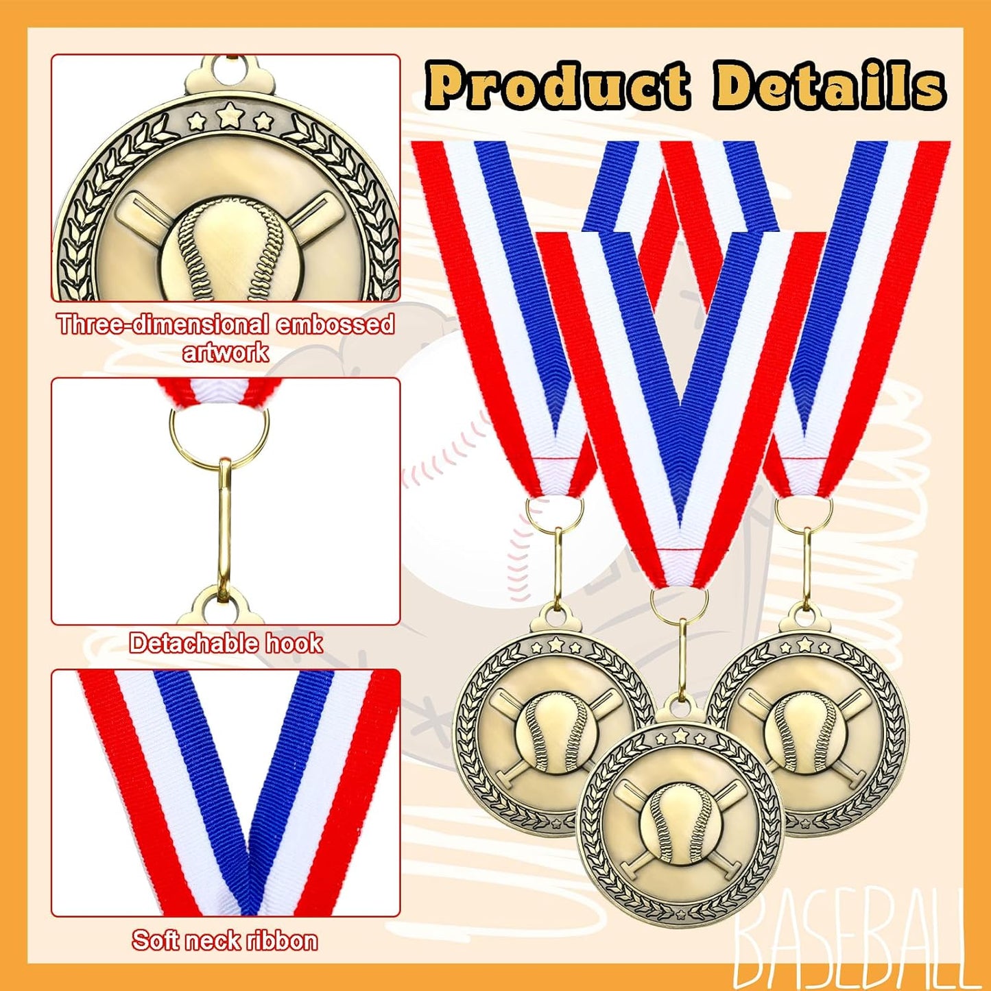 Remuuly Gold Award Medals - 60 Pcs 2 Inch Metal Trophies with Neck Ribbons for Sports Competitions