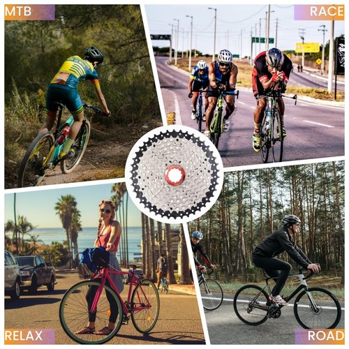 goucrro Bike Cassette 9-Speed Cassette 11-32T, 11-36T, 11-40T, 11-42T, 11-46T, 11-50T Bicycle Cassettes & Freewheels Fit Mountain Bike, Road Bicycle