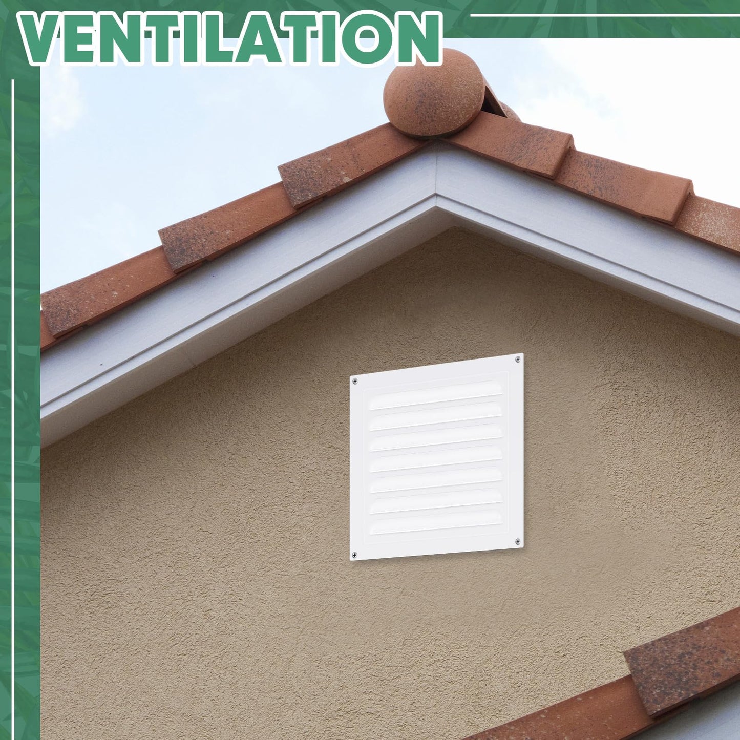 2 Pcs 6 x 6 Inch Aluminum Gable Vents Attic Vents Metal Gable Wall Shed Vent with Screw and Screen Mesh, Square Return Louver Grille for Ventilation Exterior Door House Attic Garage Ceiling