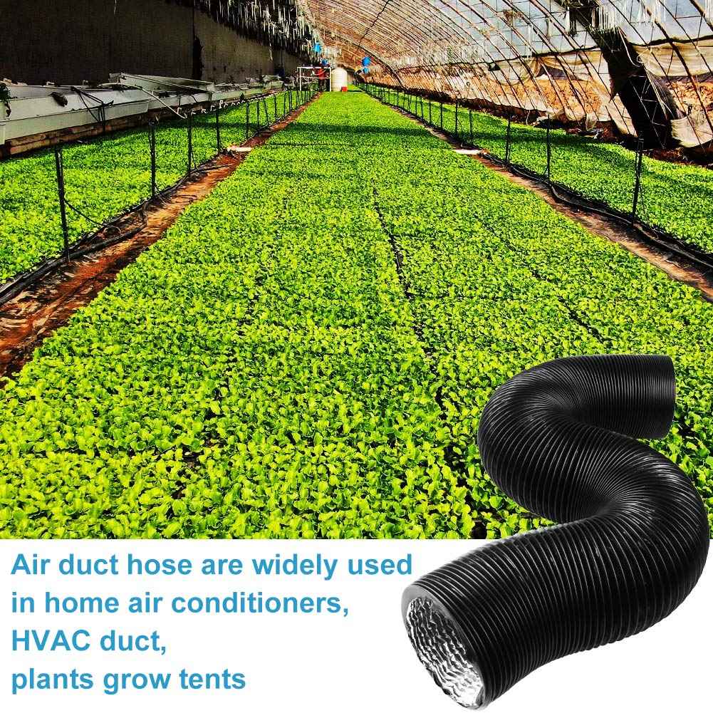 YIJUHOU 4 Inch 25FT Dryer Vent Hose, Non-Insulated Air Duct for Exhaust Fan Grow Tent, with 2 Clamps