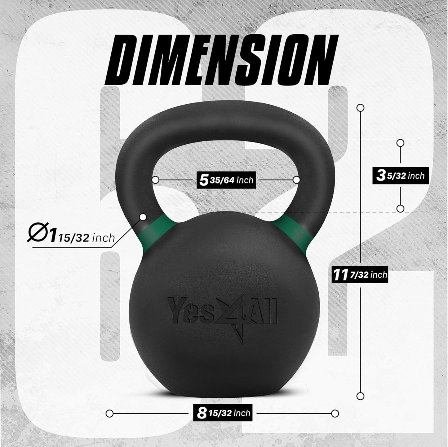 Yes4All Powder Coated Cast Iron Kettlebell Set - Durable Strength Training Weights for Full Body Workouts