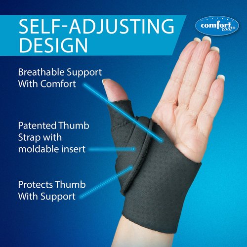 Comfort Cool Thumb CMC Abduction Splint | Moldable Thumb Wrap for Arthritis - Thumb Brace for CMC Joint Support - Left, Medium