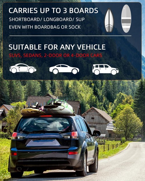 Abahub Soft Roof Rack Pads - Heavy Duty Universal Car Roof Racks with 2 Tie Down Straps & Storage Bag for Surfboards, Kayaks, Canoes