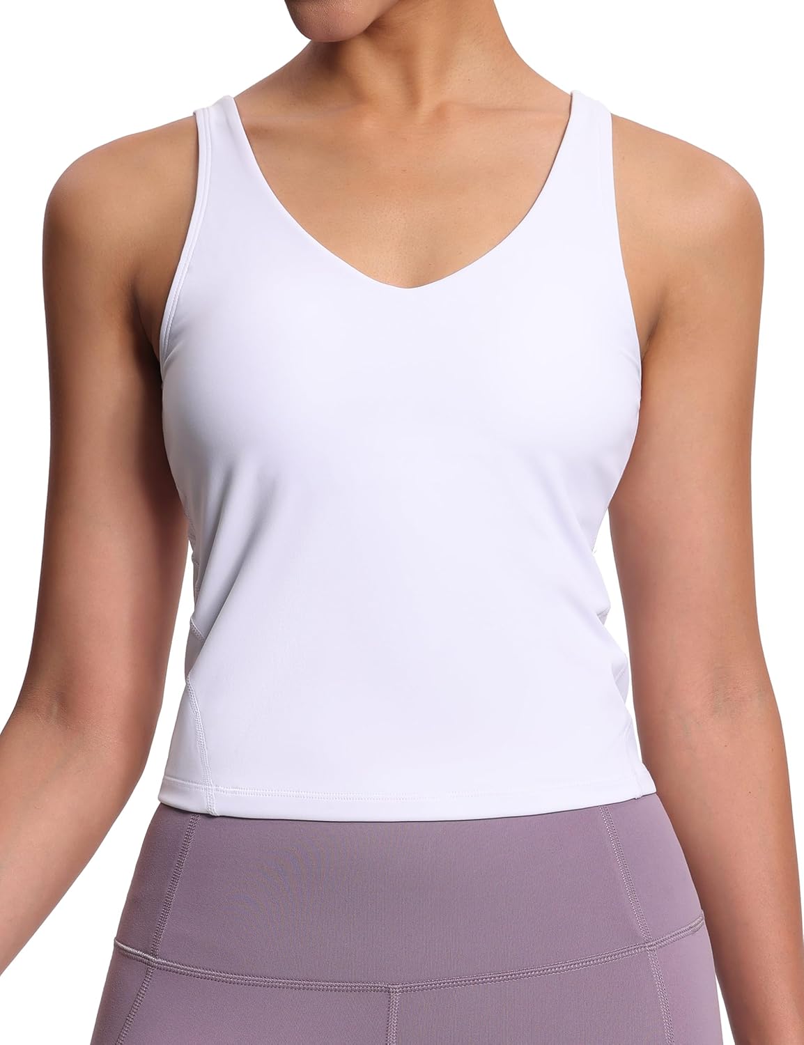 The Gym People Women's Longline Sports Bra - Wirefree Padded Yoga Tank Top for Comfort & Support