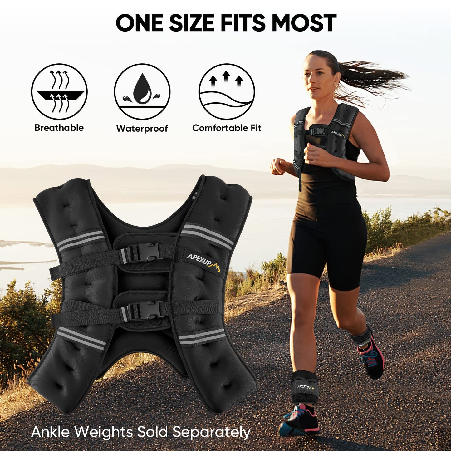 APEXUP 20lbs Weighted Vest Men Women, Weight Vest for Women Workout Equipment for Strength Training Running (Pink)