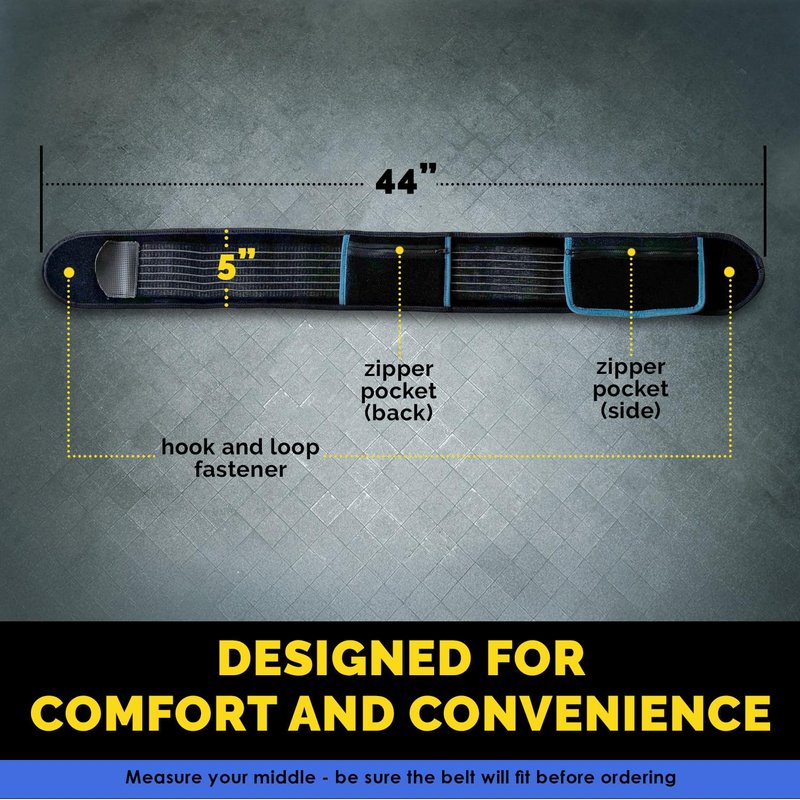 The Minimum Method Joey Thurman's Walk Belt, Waist Trimmer for Men and Women Weight Loss for Walking Black with 3 Mini Resistance Bands and 21-Day Walking Challenge Plan