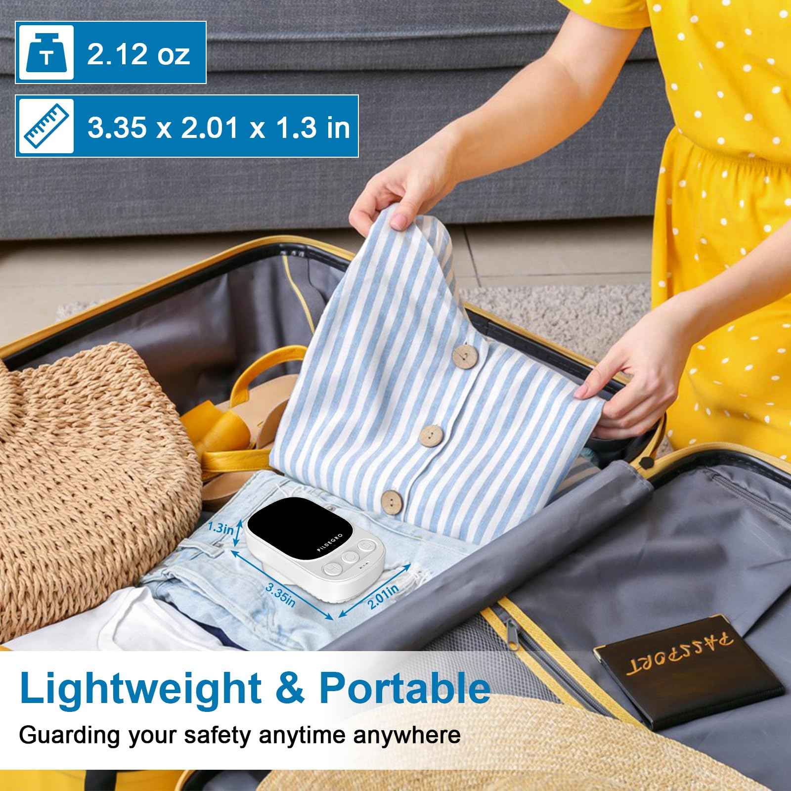 Pildegro 3-in-1 Carbon Monoxide Detector Plug in, Professional 2.1" LED Plug-and-Play Real-Time CO Monitor with Temp & RH, Premium Portable Travel CO Alarm with 85dB Loud Alarm (White/Classic)