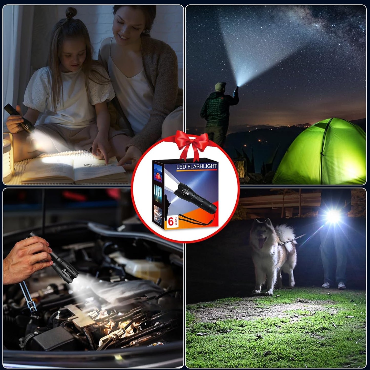 Skiennix 6-Pack LED Flashlights - High Lumens Tactical Flashlights with 5 Modes | Compact & Powerful for Home & Camping