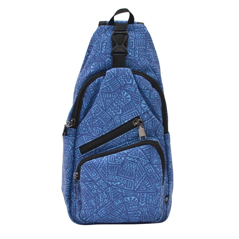 Nupouch Anti-Theft Daypack: Anti Theft Crossbody Bag, Lightweight for Travel, Hiking, or Everyday Pickpocket Protection, Large, Blue Aztec