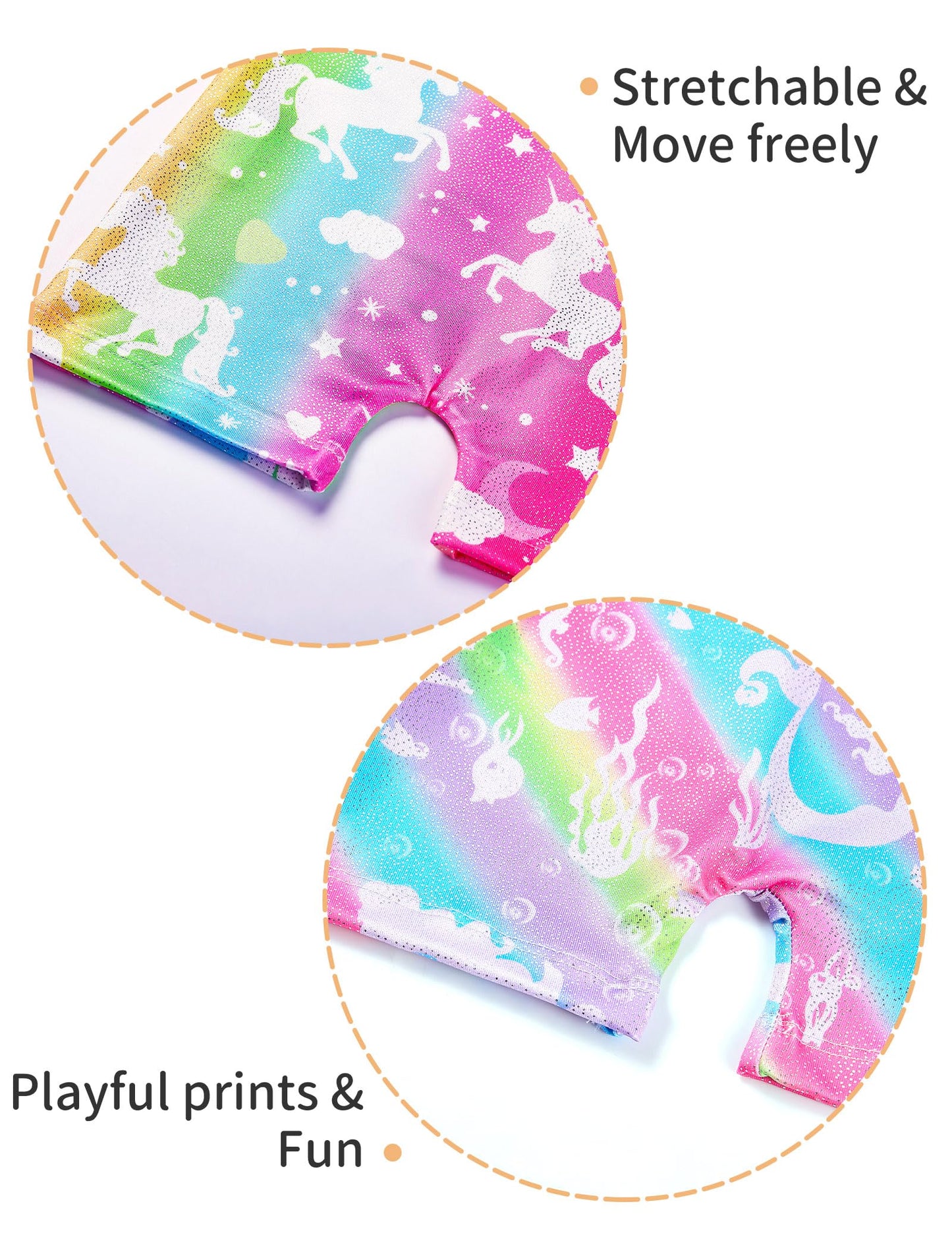Nokecina 2 Pack Girls Gymnastics Leotards Size 8-9 Years Old Rainbow Unitards One Piece Biketards with Shorts