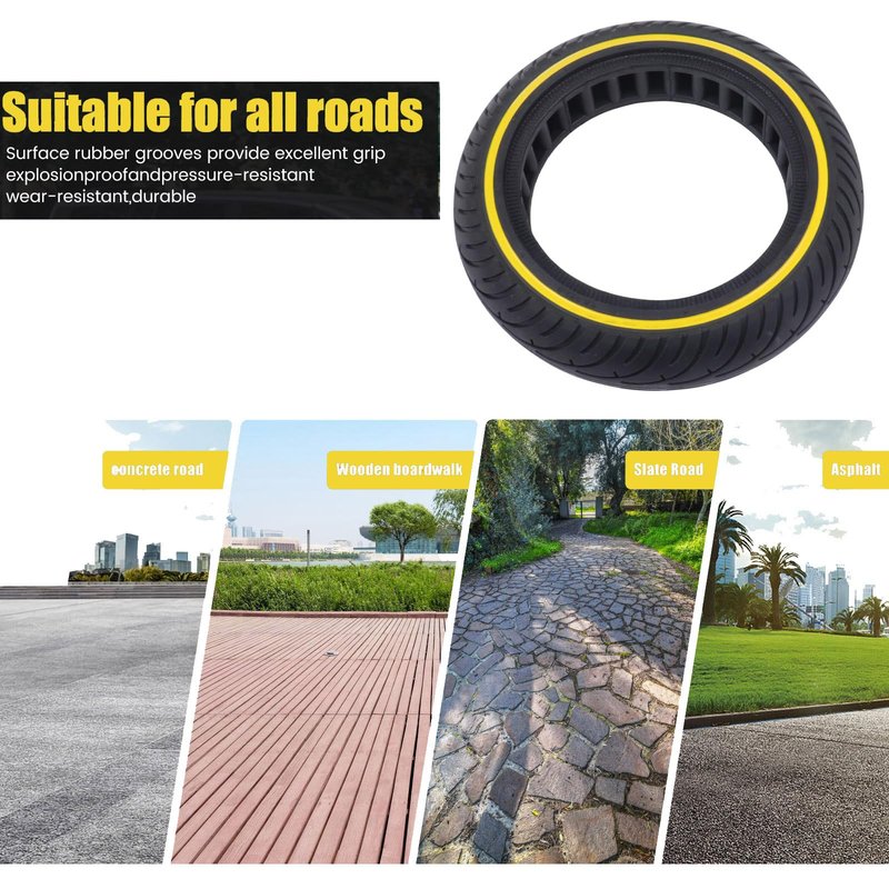 2-Pack Yellow 8.5x2 Solid Tire,8.5 inch Scooter Tire,Front or Rear Replacement Solid Tires for m365 pro/gotrax gxl V2/gotrax XR, 50/75-6.1 Scooter Wheels 8 1/2''