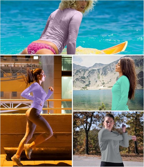 Kinglaman Women's Long Sleeve Workout Shirts - UPF 50+ UV Protection Dry Fit Tees | 6 Pack