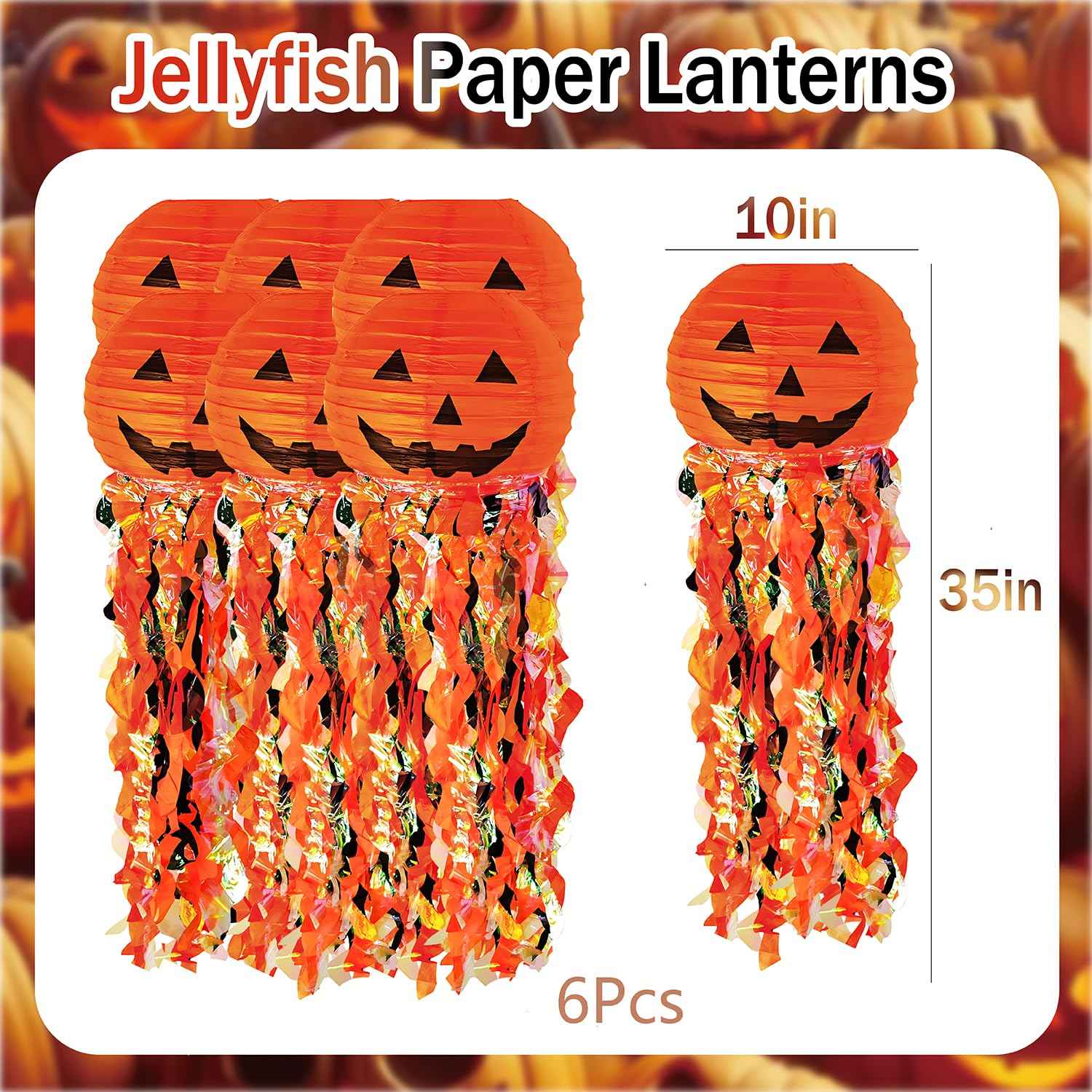 Pumpkin Paper Lanterns, 6 pcs Halloween Party Decorations - Halloween Paper Lanterns - for Outdoor Indoor Halloween Decorations ，Halloween Party Supplies Props