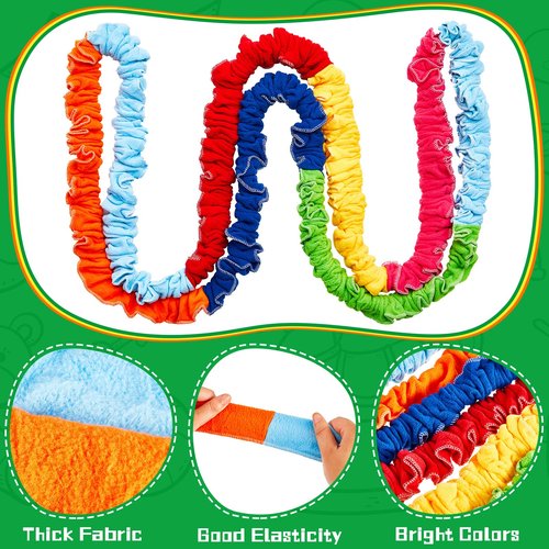 Jecery Cooperative Stretchy Band Carnival Games Elastic Fleece Tug of War Rope Sack Race Bags Legged Race Bands for Stretchy Band Music Activities Field Day Kids Adult Games(1 Pcs,16.4 ft)