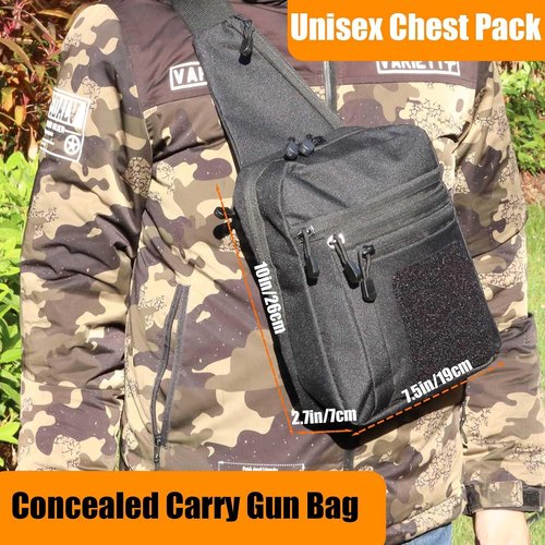 Concealed Carry Gun Bag for Men & Women, Sling Pistol Bag for Handguns CCW Shoulder Bag Tactical Crossbody Chest Pack Range Bags with Holster