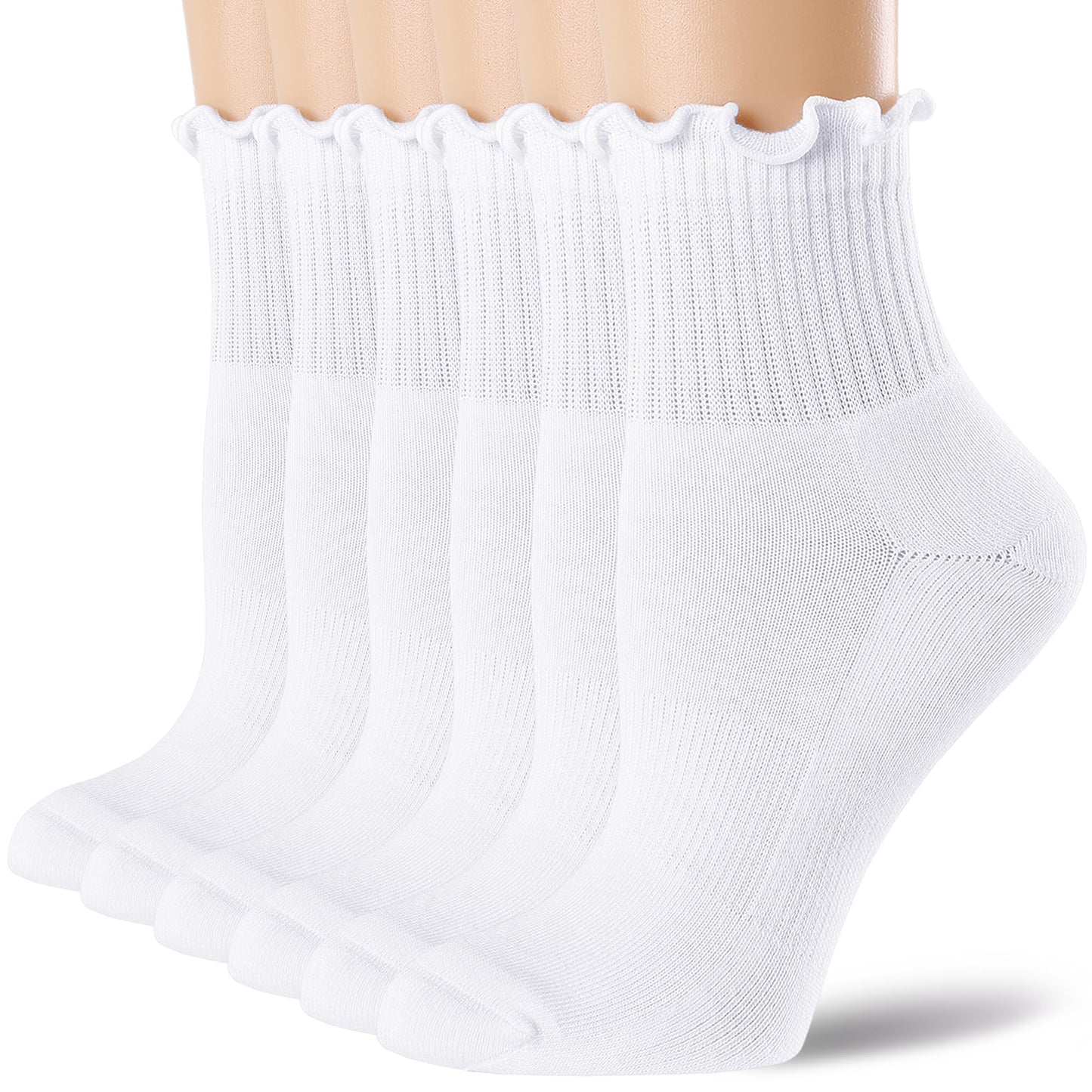 Mcool Mary Women's Ruffle Athletic Socks,Cotton Cushioned Ankle Socks,Cute Running Tennis Sock for Girls,Frilly Crew Sock