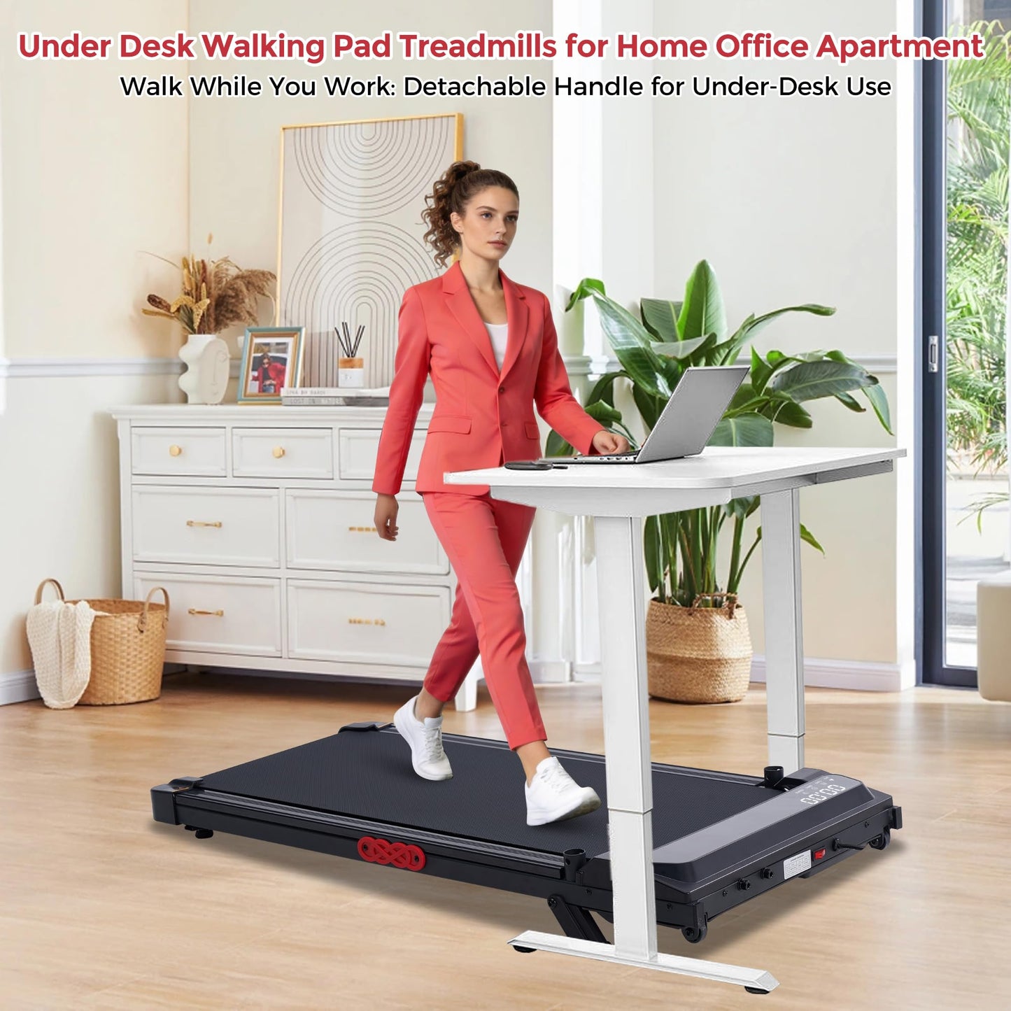 MCRG Walking Pad with Incline, Portable Treadmills with Handle Bar for Home