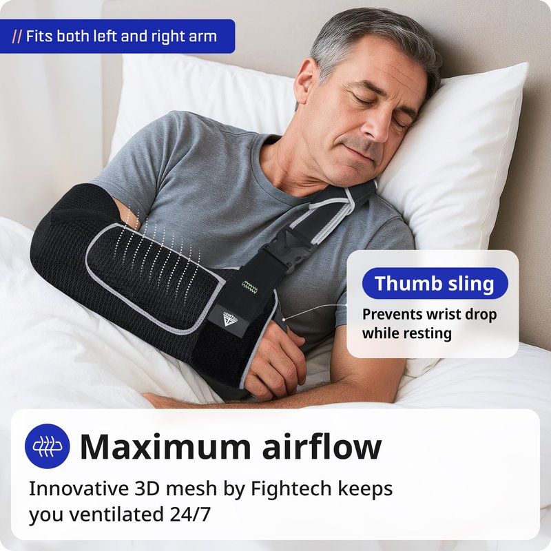 Arm Sling Shoulder Immobilizer for Men and Women - Shoulder Injury – Breathable Mesh with Thumb Loop, Padded Strap & Phone Pocket – Adjustable Support for Rotator Cuff, Dislocation, Fracture, Post-Surgery (Breathable Mesh, X-Large)