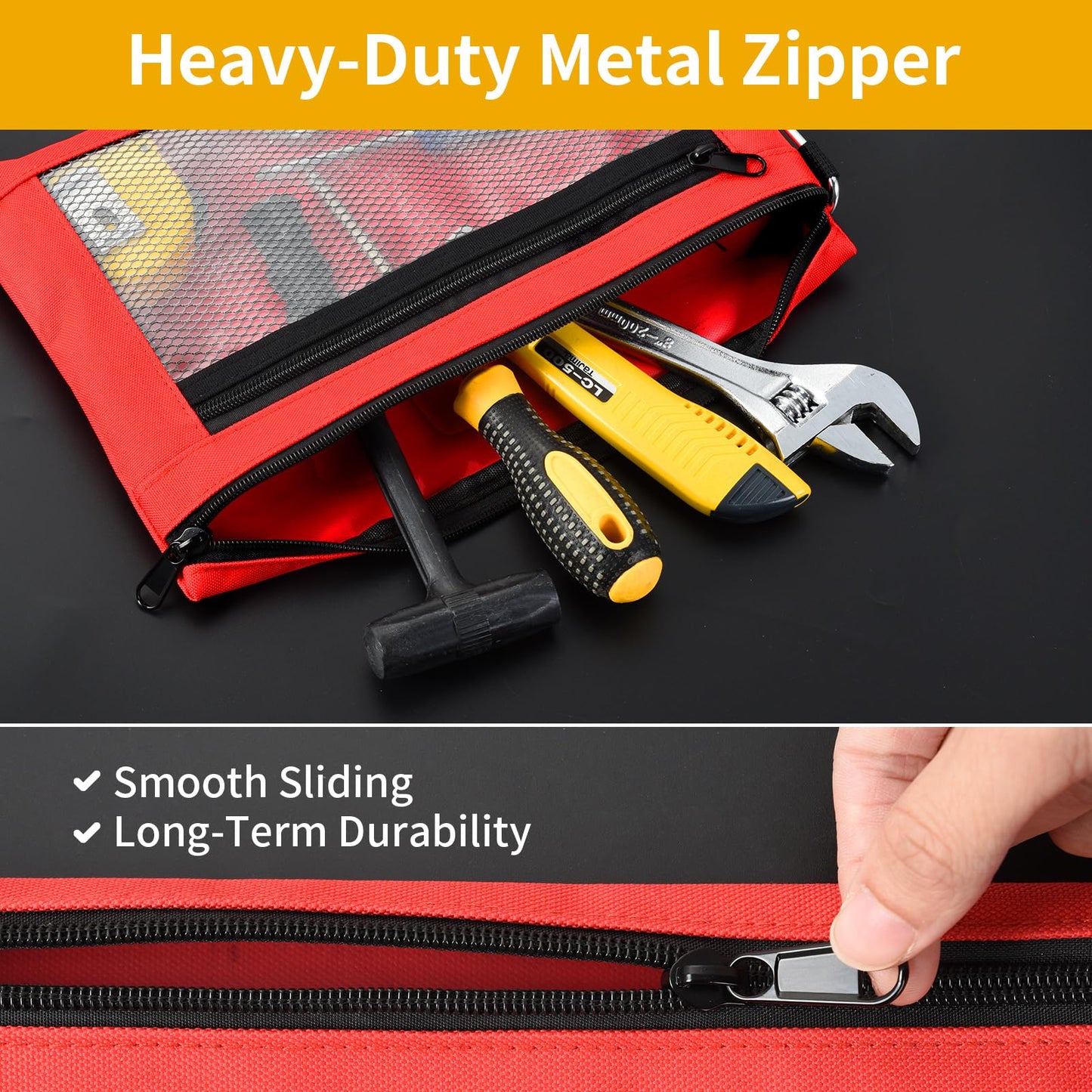 OTraki 4 Pack Tool Pouch Zipper Bag Oxford Small Tool Bag Multipurpose Storage pouch Clear Utility Bag Heavy Duty Flat Bottom Tool Organizers and Storage bag with YKK Zipper