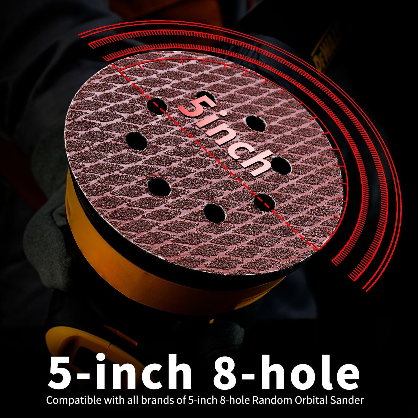 Faoyoon Sanding Disc 5 Inch 8 Hole Hook and Loop, Diamond Shape Orbital Sander Pads 40,60,80,100,120,150,180, 240,320,400 Grit, Sand Paper for Random Orbital Sander, 100-pack