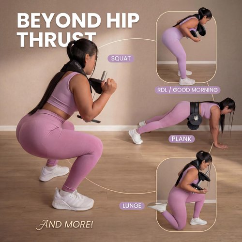 Hip Thrust Belt for Women – Adjustable Glute Belt for Dumbbells, Kettlebells & Plates – 400 lbs Support, No Hip Pain, Dual-Strap Thrust Belt for Home & Gym