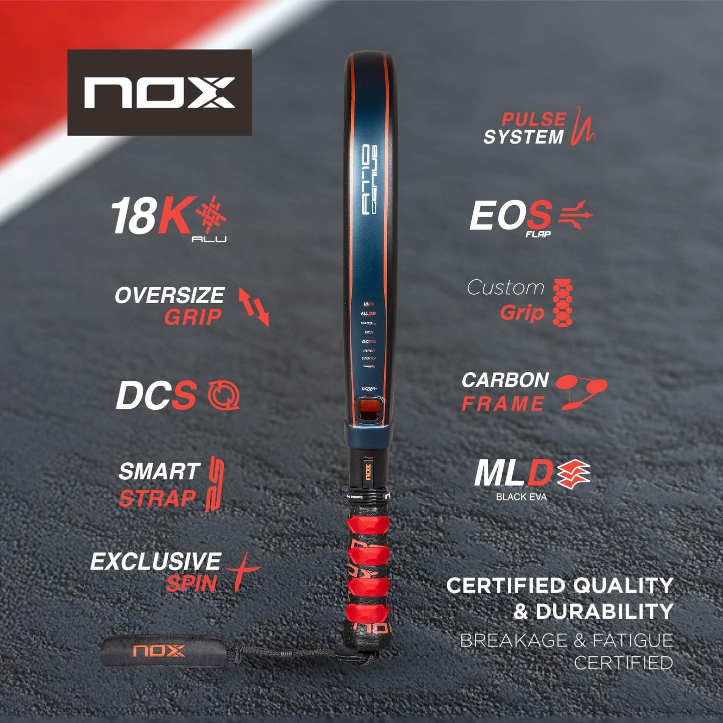 Padel Racket AT10 Genius Attack 18K by Agustin Tapia 2025 | Luxury Diamond Shape Pala Padel | Exclusive Spin & EOS Flap Technology | Aluminized Carbon w/MLD Black EVA Core | High Power Pala